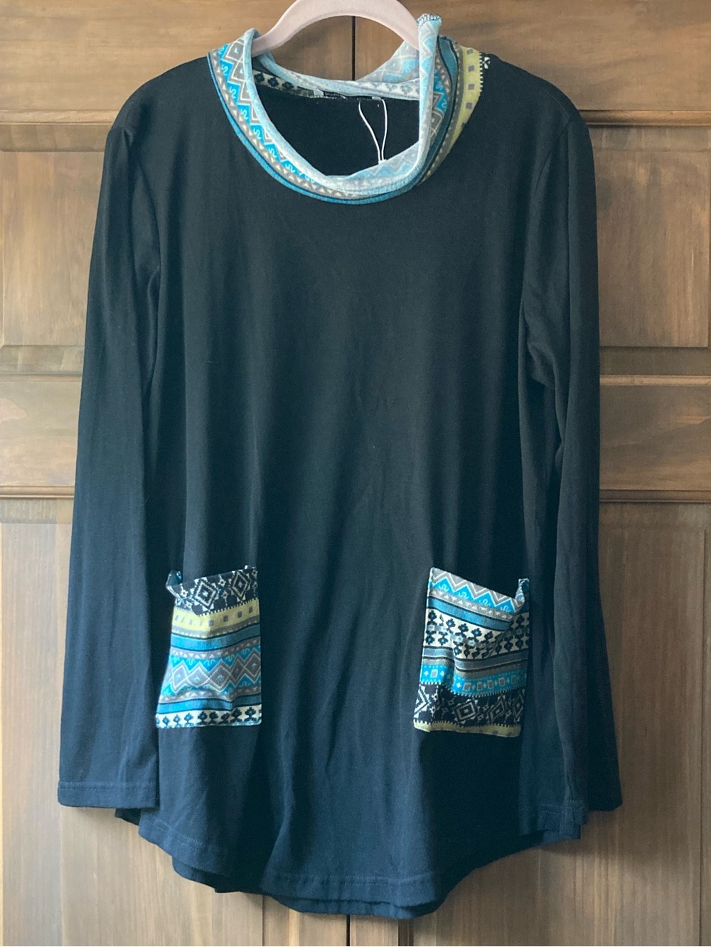 Moqivgi Black LS Cowlneck Top XL